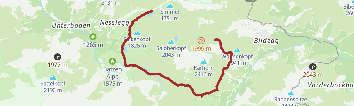 Route map: Warth-Schröcken | Zur Alpe Untere Auenfeld Lech